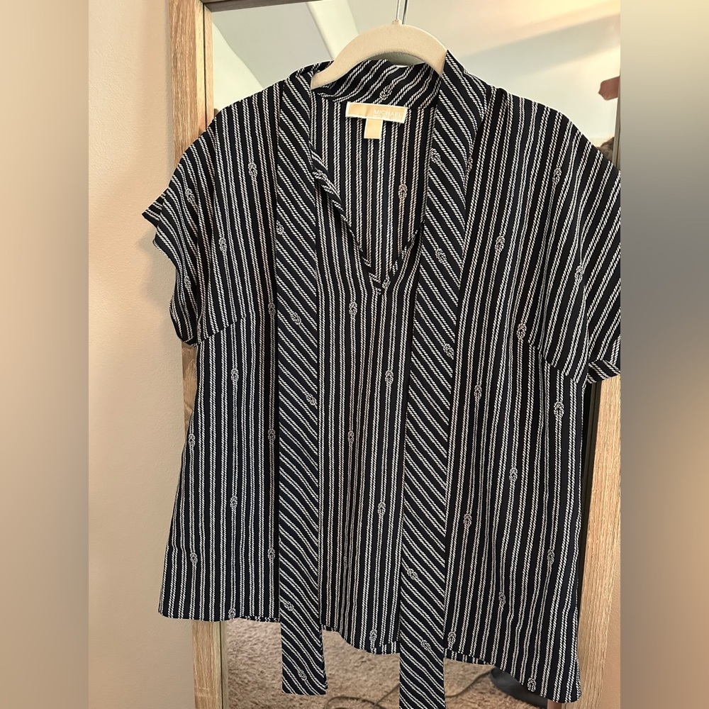 Michael Kors Navy Nautical Knot Blouse
